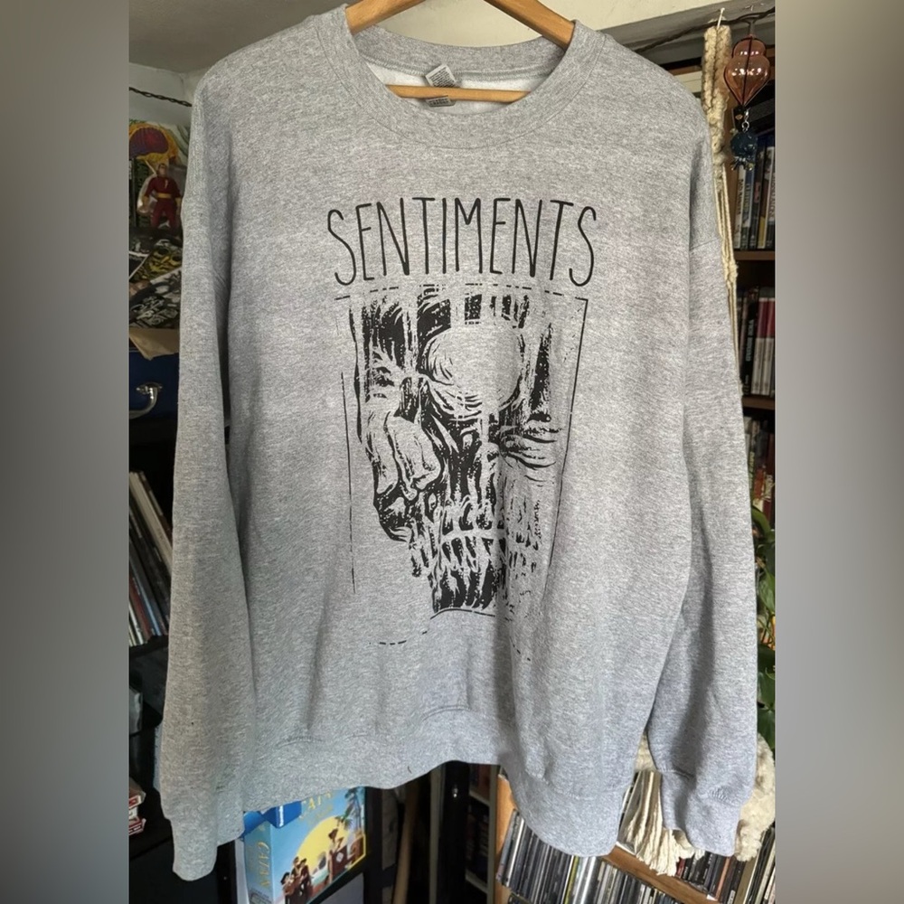 Sentiments - Skull Large Crewneck Sweatshirt On Gilden Emo Punk Post-Hardcore